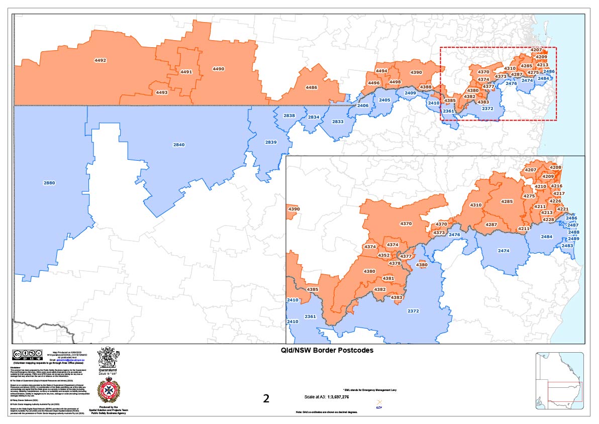 Queensland border zones, effective as of 1am Saturday, August 8.